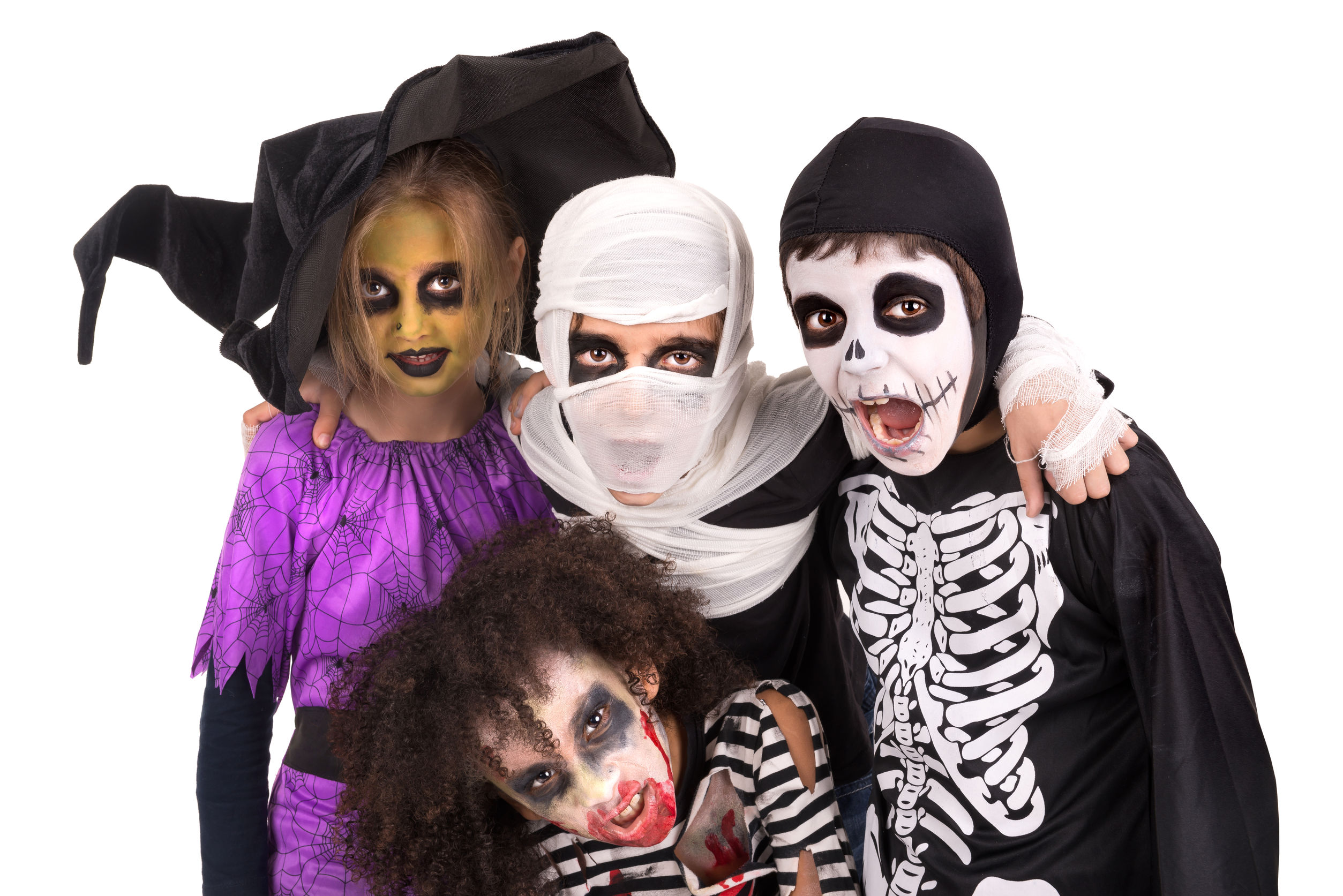 A group of children dressed in Halloween costumes