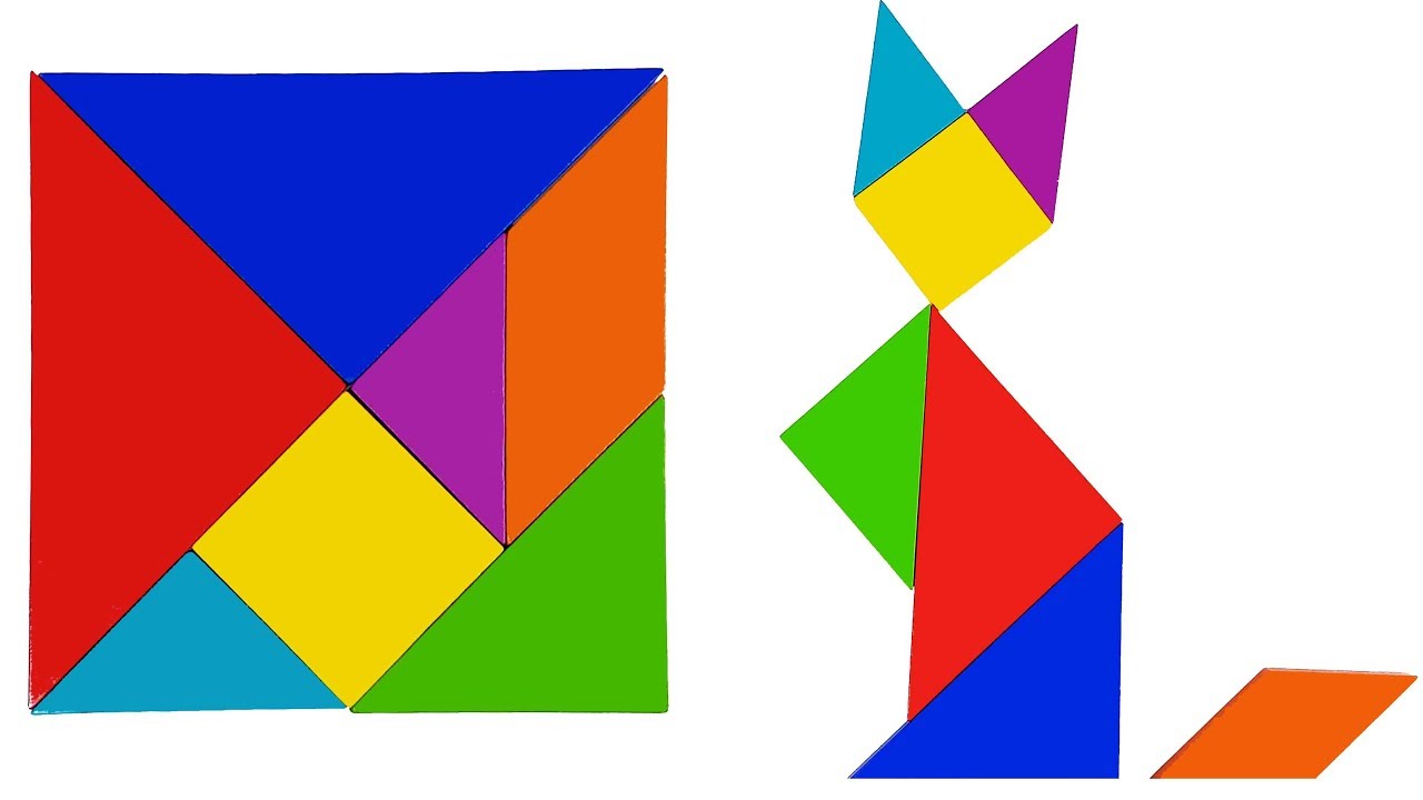 Image of tangram pieces and tangram cat.