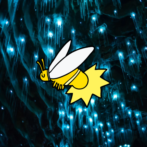 a firefly in front of a phosphorescent background