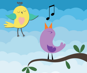 birds singing against a blue sky