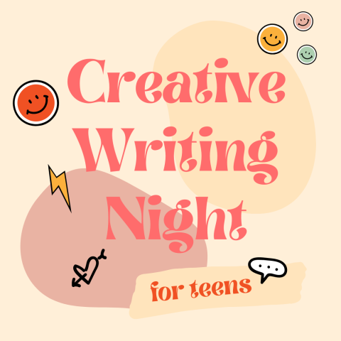 graphic that says "creative writing night for teens"